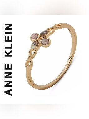🌟 Anne Klein Gold Plated Abalone Mixed Stone Bangle Bracelet